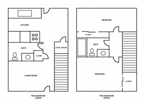 Floor plan for 2 beds, 2 baths, 912 sqft